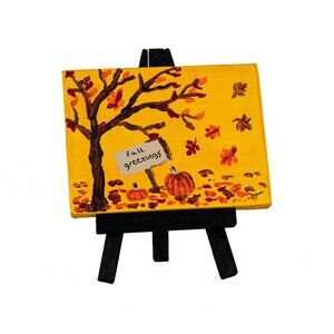 "Fall Greetings I" Original Table Art Painting w/Easel by Dawn M. Wayand